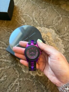 Marc Jacobs Purple and Black Resin Link Watch